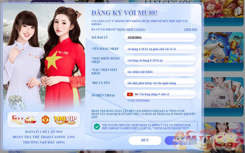 Đăng ký với MU88